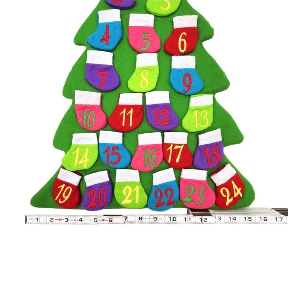 Kurt Adler 23" Countdown Christmas Tree Advent Calendar 24‎ Pockets Felt Holiday - Picture 4 of 4